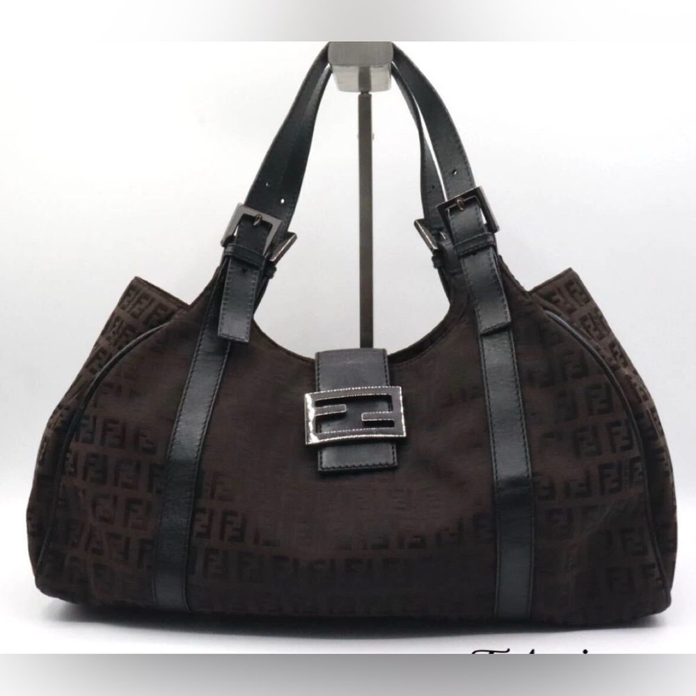 Fendi Black Shoulder Bag with Black Accents .Authentic